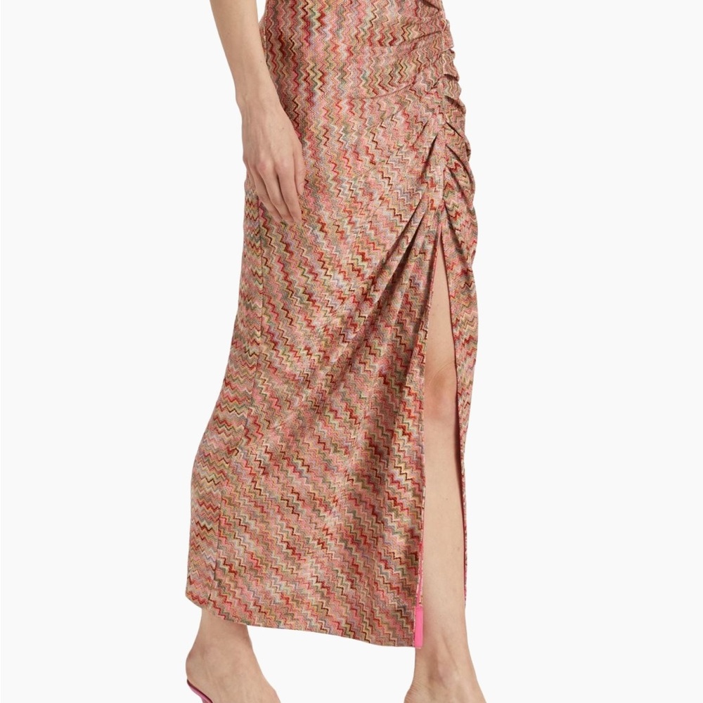 Ramy Brook Mable Chevron Ruched midi skirt